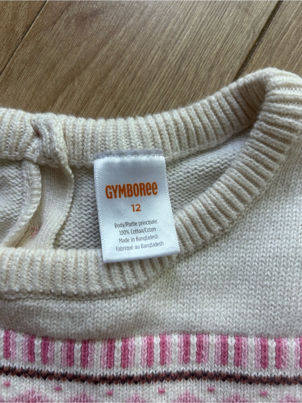 Gymboree Cream and Pink Fair Isle Knit Top - Picture 2 of 3